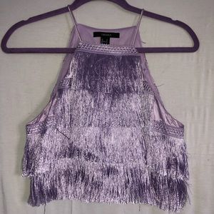 Sleeveless top with fringe